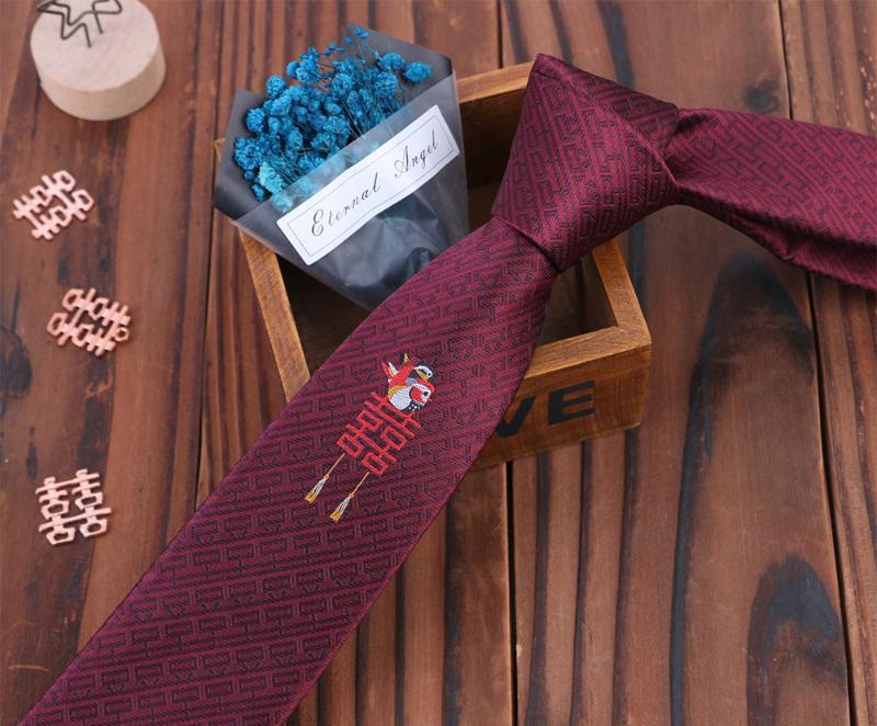 Beth and Brian Qipao - FD Magpie and blessing embroidery, jacquard fabric Chinese Tang Suit Tie