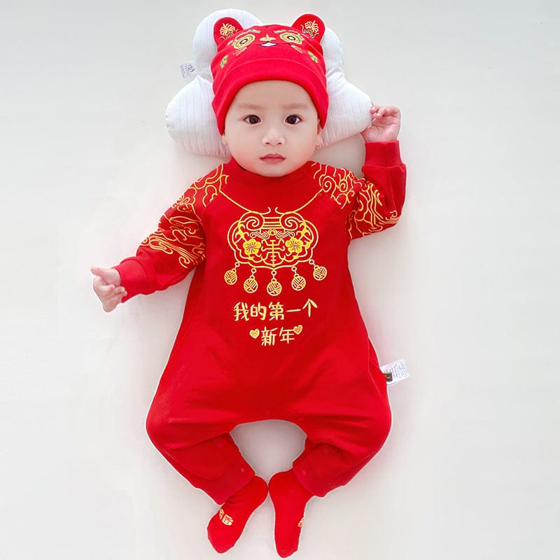 Beth and Brian Qipao-YYS Chinese outfit for baby, red baby Jumpsuit