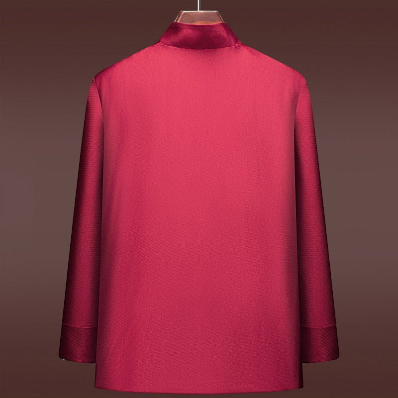 Beth and Brian Qipao-WY Chinese Men Blessing pattern red Tang Suit Jacket