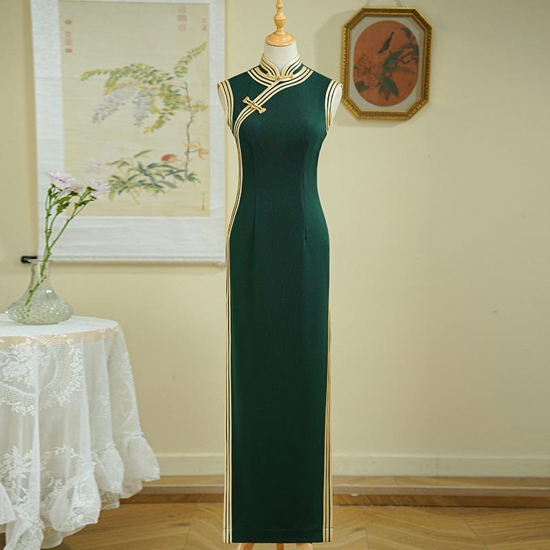 Beth and Brian Qipao-YD Sleeveless, long plus size Cheongsam for mothers