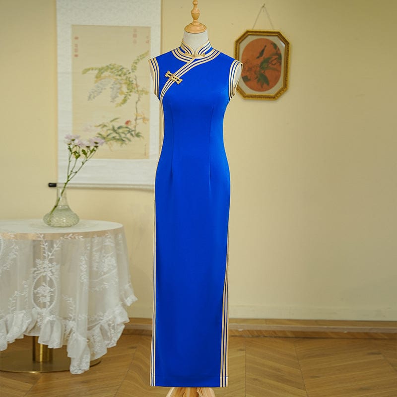 Beth and Brian Qipao-YD Sleeveless, long plus size Cheongsam for mothers
