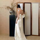 Beth and Brian Qipao-MY Tube top, high-end, white floor-length Cheongsam