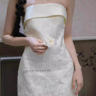 Beth and Brian Qipao-MY Tube top, high-end, white floor-length Cheongsam