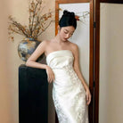 Beth and Brian Qipao-MY Tube top, high-end, white floor-length Cheongsam