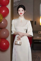 Beth and Brian Qipao-YBY Bridesmaid mid length Cheongsam