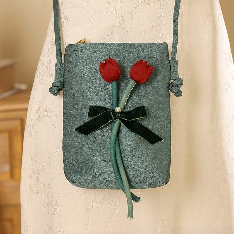 Beth and Brian Qipao-CY 3D embroidered phone pouch, Chinese style Qipao bag
