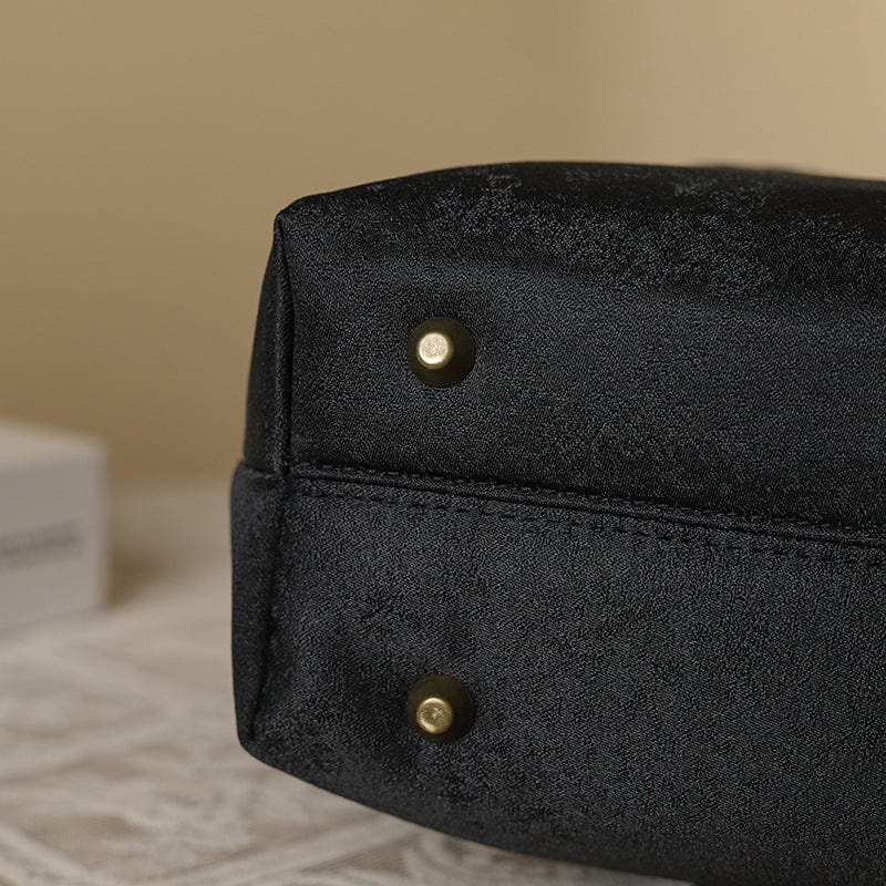 Beth and Brian Qipao-CY Embroidered Wooden Handle Tote Bucket Bag, Chinese style Qipao bag