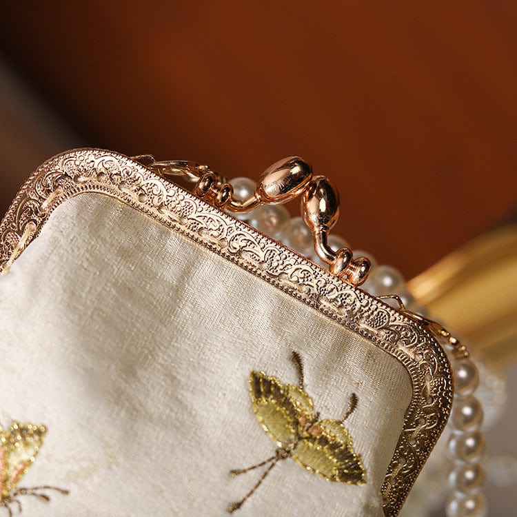 Beth and Brian Qipao-CY Lotus embroidery Handbag, Pearl Chinese style Qipao bag