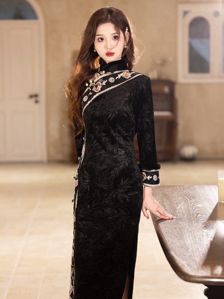 Beth and Brian Qipao-YG Winter collection, thick midi Cheongsam