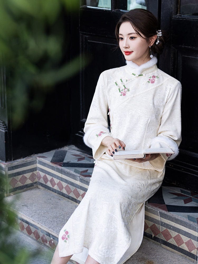 Beth and Brian Qipao-YG Winter collection, thick midi Cheongsam