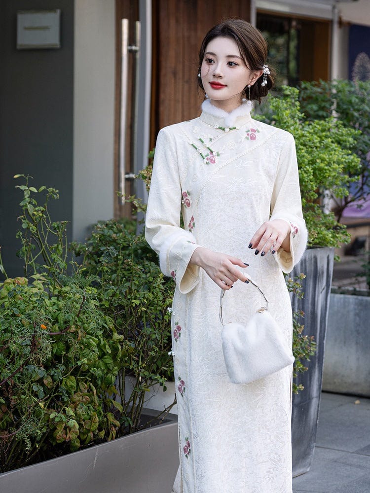 Beth and Brian Qipao-YG Winter collection, thick midi Cheongsam