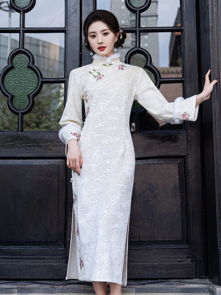 Beth and Brian Qipao-YG Winter collection, thick midi Cheongsam