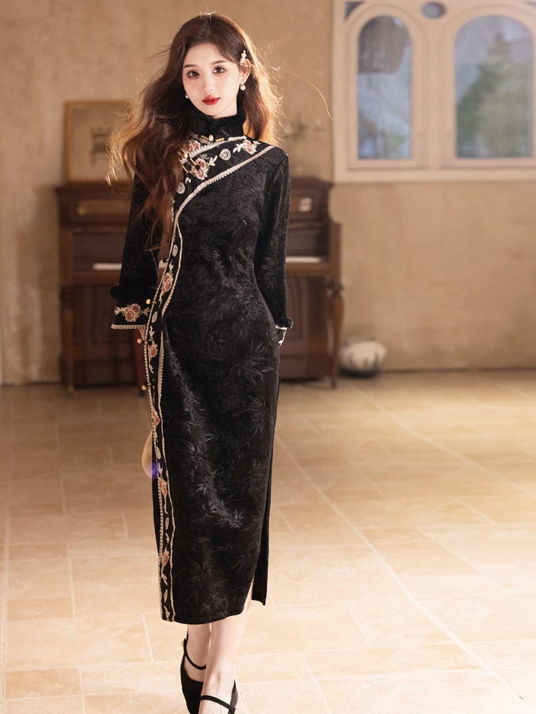 Beth and Brian Qipao-YG Winter collection, thick midi Cheongsam