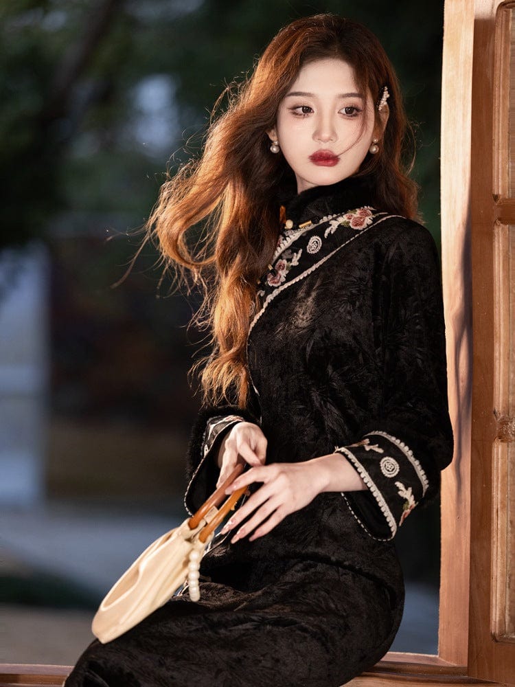 Beth and Brian Qipao-YG Winter collection, thick midi Cheongsam