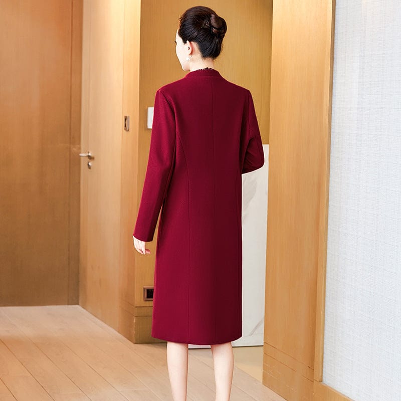 Beth and Brian Qipao-LC Winter collection, Thick red Cheongsam  set for mothers