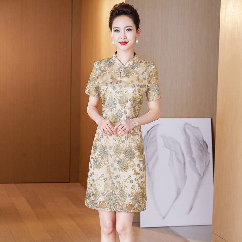 Beth and Brian Qipao-LC Winter collection, champagne Cheongsam set for mothers