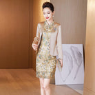 Beth and Brian Qipao-LC Winter collection, champagne Cheongsam set for mothers
