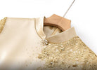 Beth and Brian Qipao-LC Floral embroidery, mid-length Cheongsam with elbow sleeves