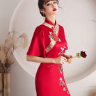 Beth and Brian Qipao-HYY Floral embroidery, red long Cheongsam