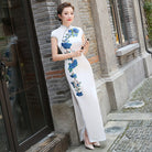 Beth and Brian Qipao-NL Floral embroidery, satin long plus size Cheongsam