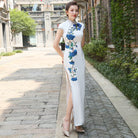 Beth and Brian Qipao-NL Floral embroidery, satin long plus size Cheongsam