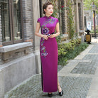 Beth and Brian Qipao-NL Floral embroidery, satin long plus size Cheongsam