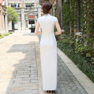 Beth and Brian Qipao-NL Floral embroidery, satin long plus size Cheongsam