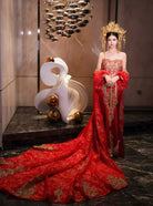 Beth and Brian Qipao- OSMY Hang made, Tub top embroidery Qipao set, luxury Qipao set