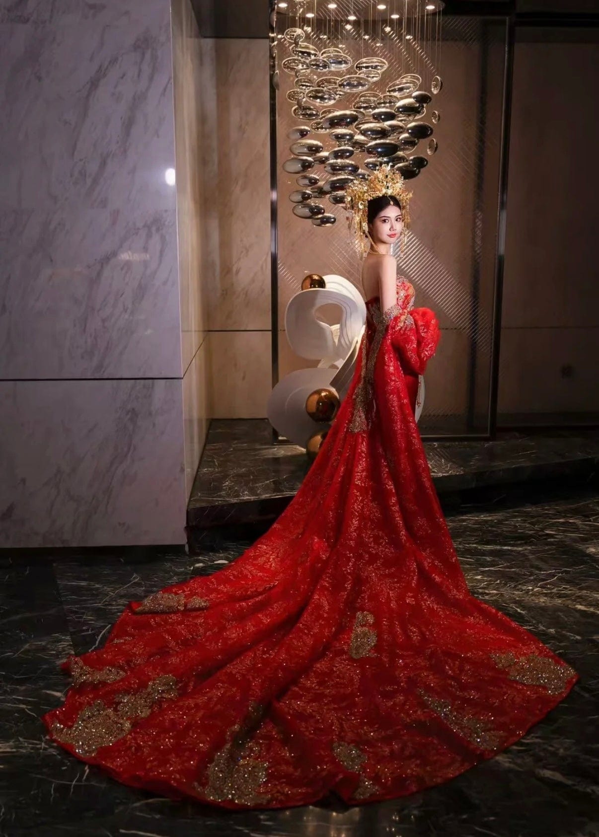 Beth and Brian Qipao- OSMY Hang made, Tub top embroidery Qipao set, luxury Qipao set