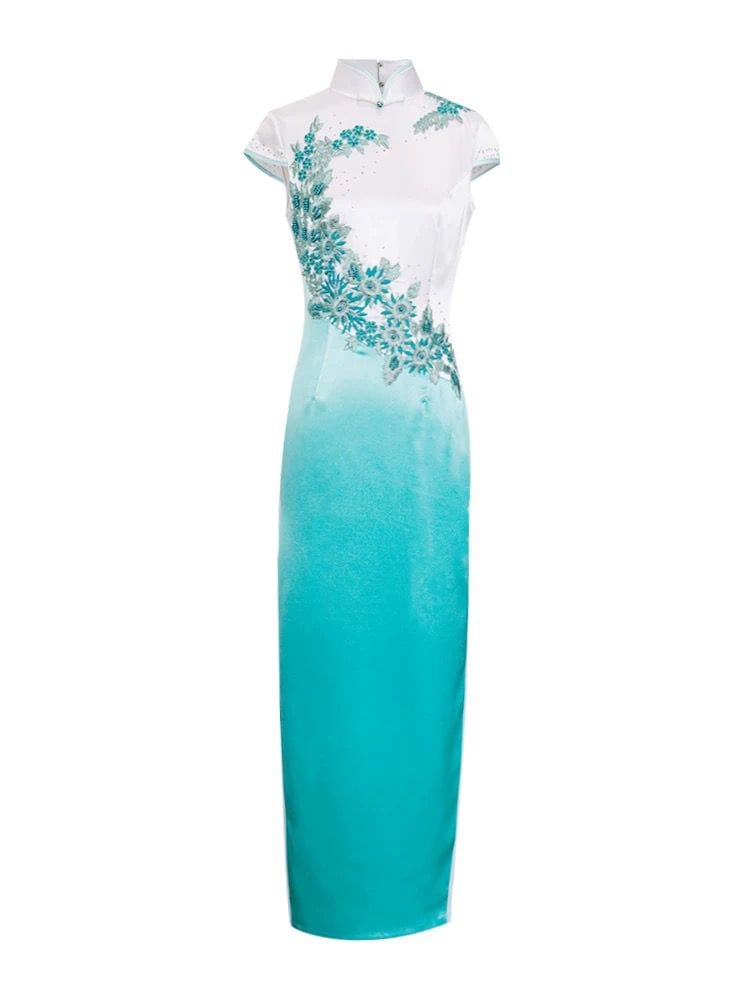 Beth and Brian Qipao-JNCT Floral embroidery, high-end long Cheongsam