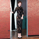 Beth and Brian Qipao-TL 19 mome mulberry silk, High end long black Qipao