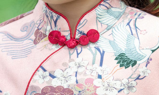 Beth and Brian Qipao-JF Children Qipao dress, gold fish&crane pattern Qipao dress for little girls