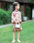 Beth and Brian Qipao-JF Children Qipao dress, gold fish&crane pattern Qipao dress for little girls