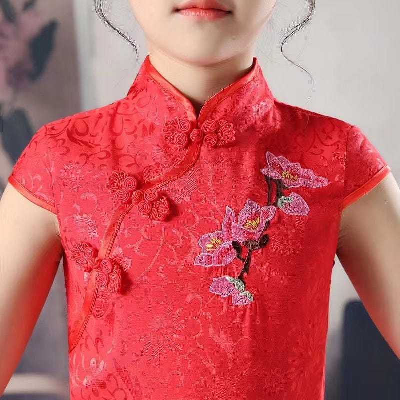 Beth and Brian Qipao-HQ Children Qipao dress, floral pattern Qipao dress for little girls