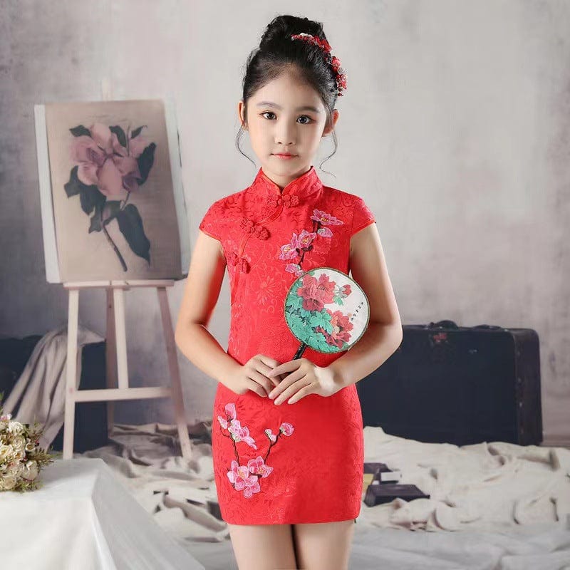 Beth and Brian Qipao-HQ Children Qipao dress, floral pattern Qipao dress for little girls