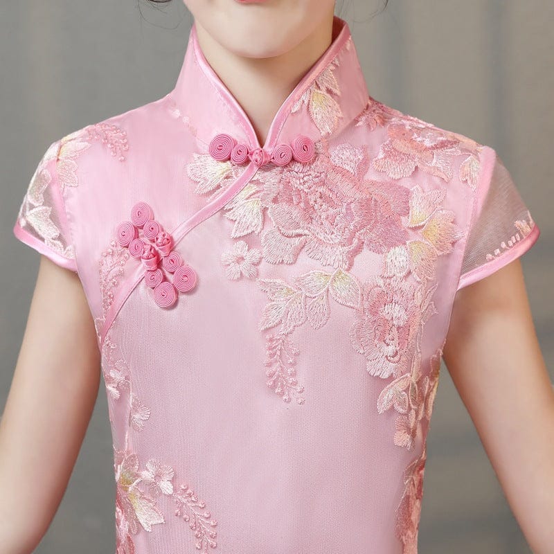 Beth and Brian Qipao-HQ Children Qipao dress, floral embroidery Qipao dress for little girls