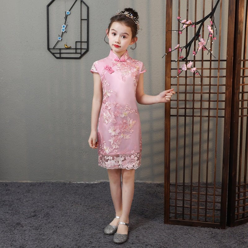 Beth and Brian Qipao-HQ Children Qipao dress, floral embroidery Qipao dress for little girls