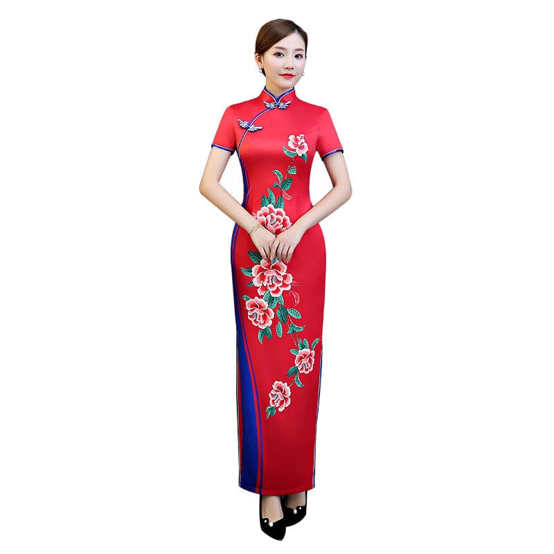 Beth and Brian Qipao-QCYJ Floral pattern, plus size long Cheongsam for mothers