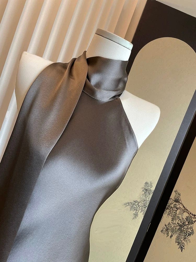 Beth and Brian Qipao-MQ Modern style, high-end, halter satin Cheongsam
