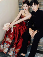 Beth and Brian Qipao-QHM Ming Dynasty, Tube top, wedding long MaMian Qun set