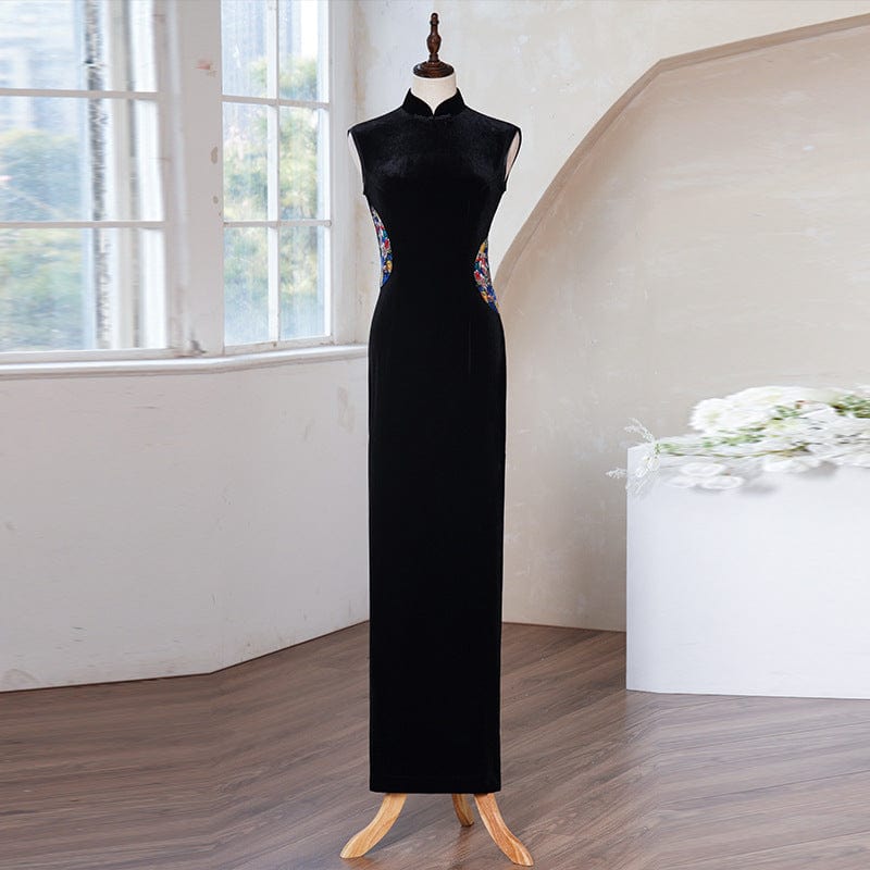 Beth and Brian Qipao-YD Sleeveless, velvet long plus size Cheongsam for mothers