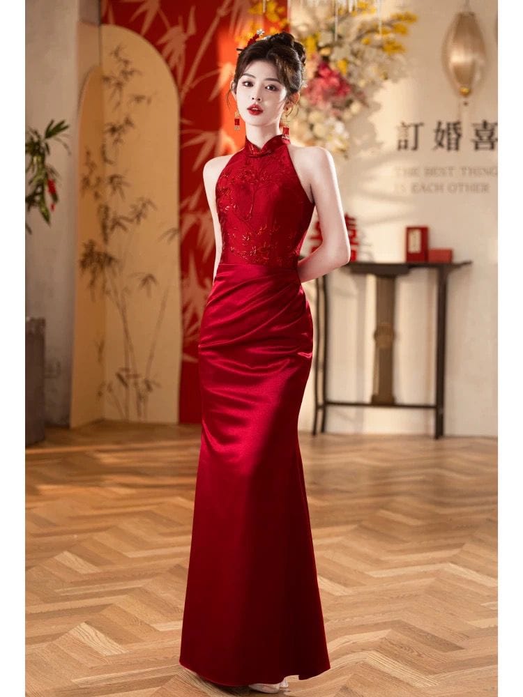 Beth and Brian Qipao-JB Qipao for wedding, jacquard mermaid long Qipao