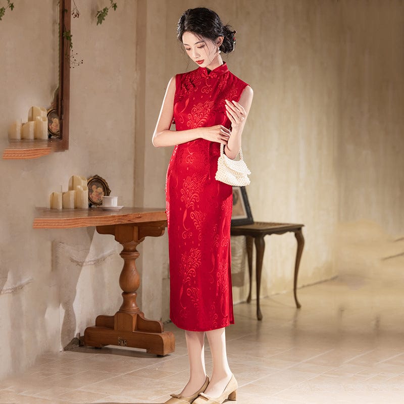 Beth and Brian Qipao-ZQYS Lace fabric, floral pattern, mid-length Cheongsam
