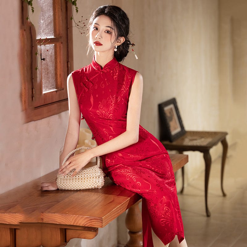 Beth and Brian Qipao-ZQYS Lace fabric, floral pattern, mid-length Cheongsam