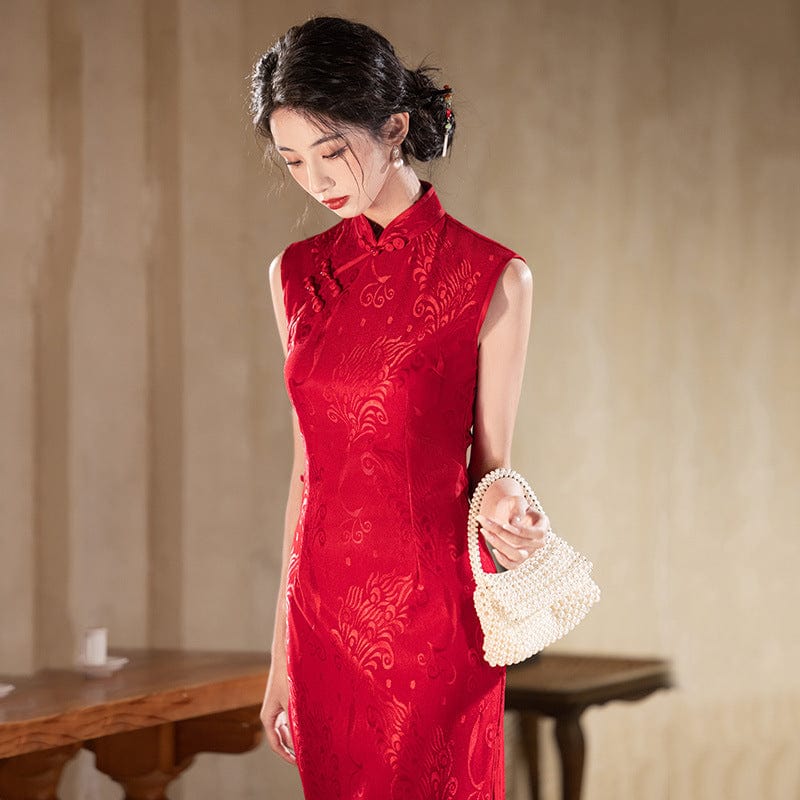 Beth and Brian Qipao-ZQYS Lace fabric, floral pattern, mid-length Cheongsam