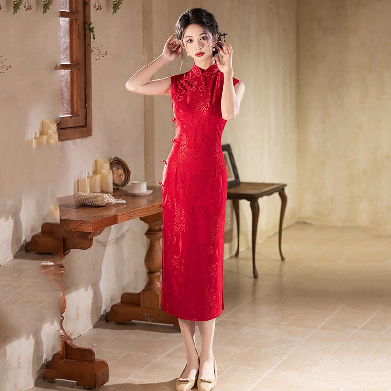 Beth and Brian Qipao-ZQYS Lace fabric, floral pattern, mid-length Cheongsam