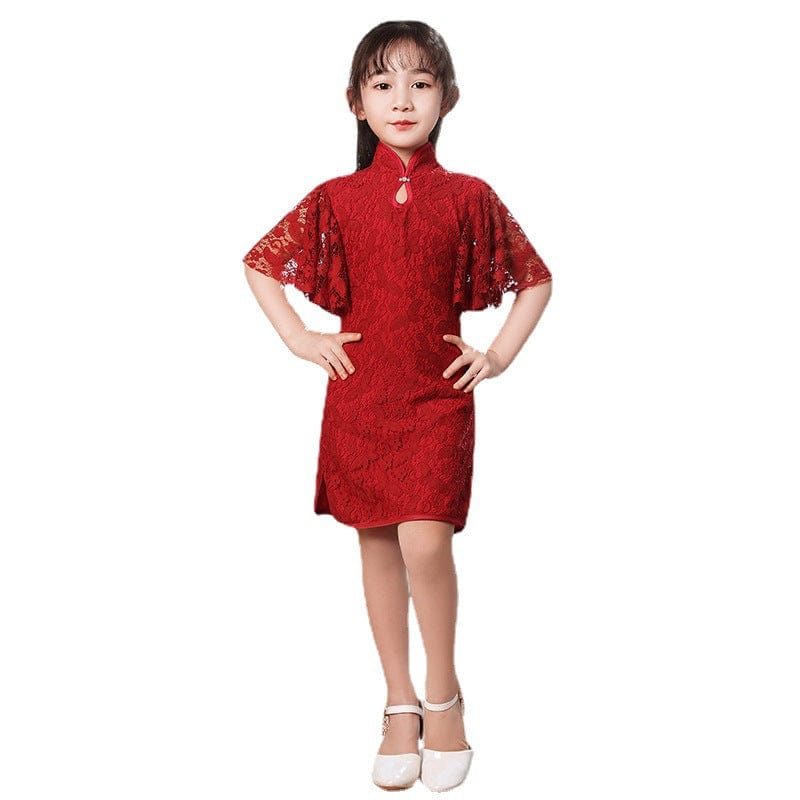 Beth and Brian Qipao-QX Children Qipao dress, floral pattern Qipao dress for little girls