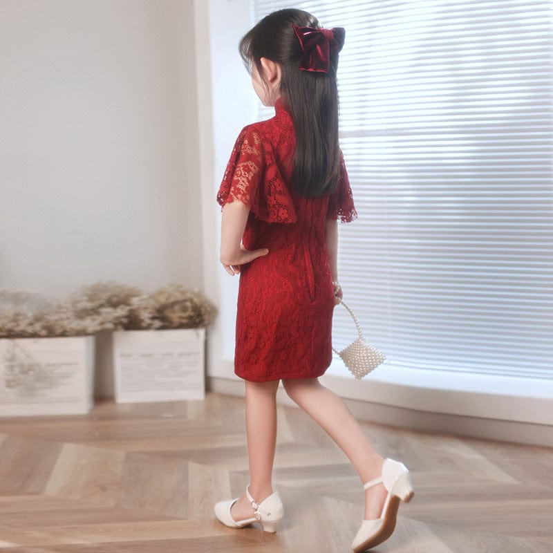 Beth and Brian Qipao-QX Children Qipao dress, floral pattern Qipao dress for little girls
