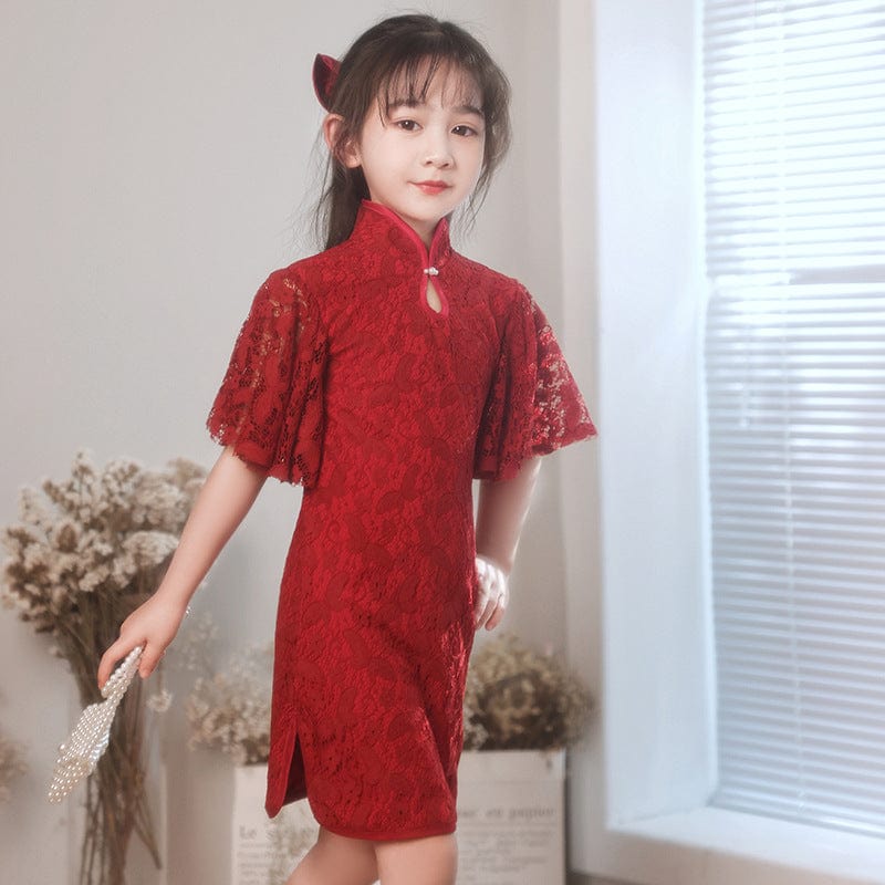 Beth and Brian Qipao-QX Children Qipao dress, floral pattern Qipao dress for little girls