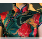 Mulberry silk, floral pattern, old Shanghai style, High-end long Qipao dress